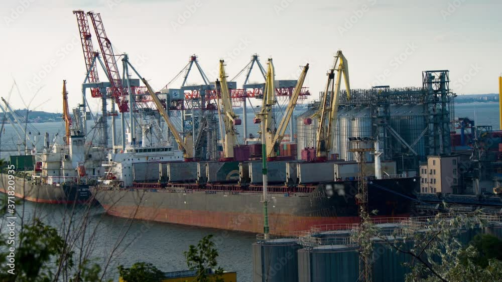 Working crane bridge in shipyard Working crane bridge in shipyard