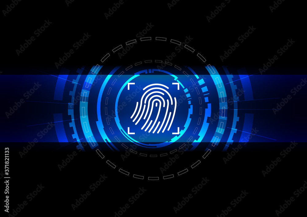 Fototapeta premium Abstract technology fingerprint security design concept background, vector illustration design background