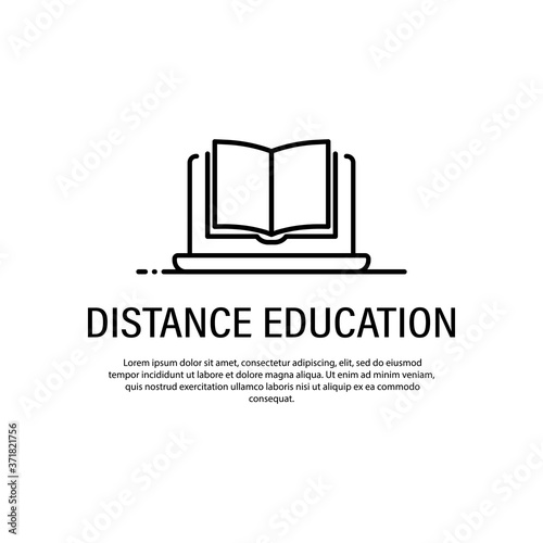 Distance education icon. Home studying concept. Vector on isolated white background. EPS 10