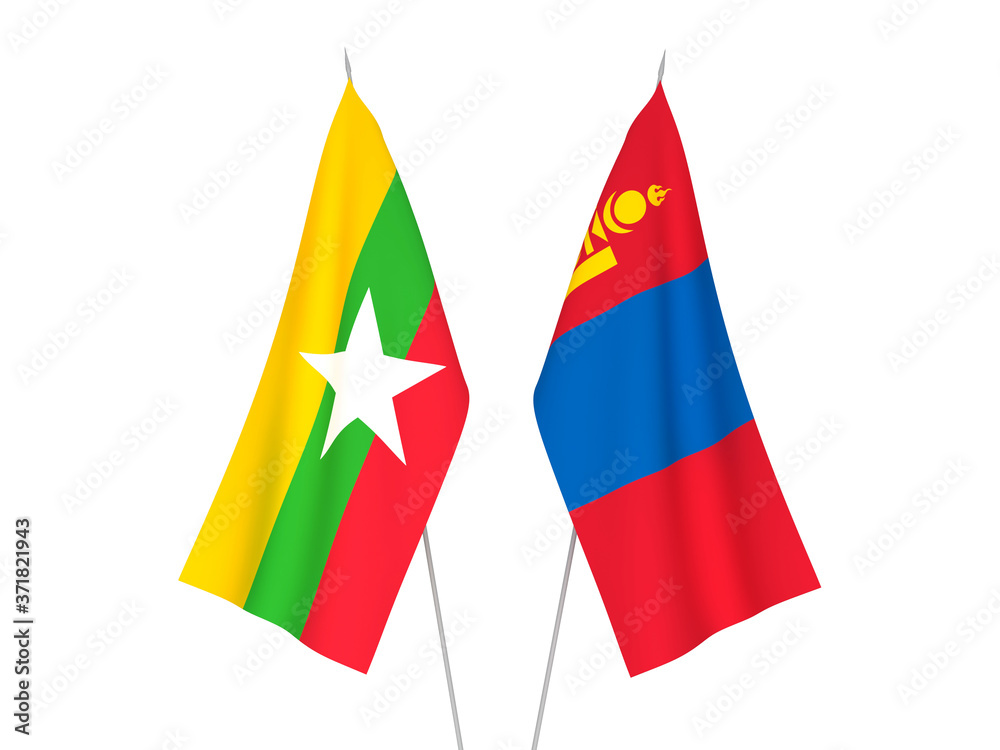 Myanmar and Mongolia flags