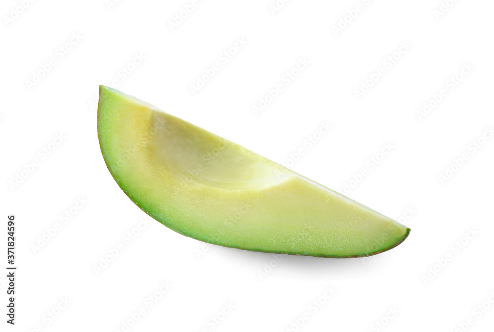 Slice of ripe avocado isolated on white Slice of ripe avocado isolated on white