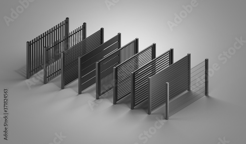 A 3d render of a steel fence