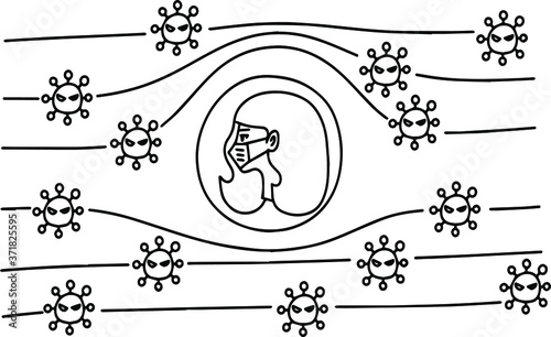 A woman wearing a mask to prevent coronavirus, or COVID-19, looks like a protective island.