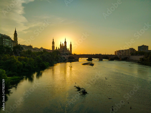 sunset over the river in spain