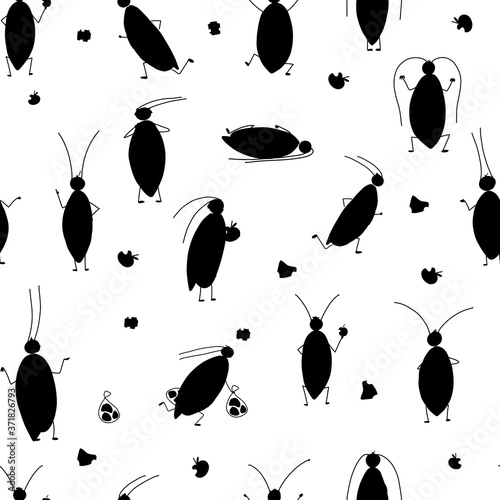 Funny cockroaches, seamless pattern for your design