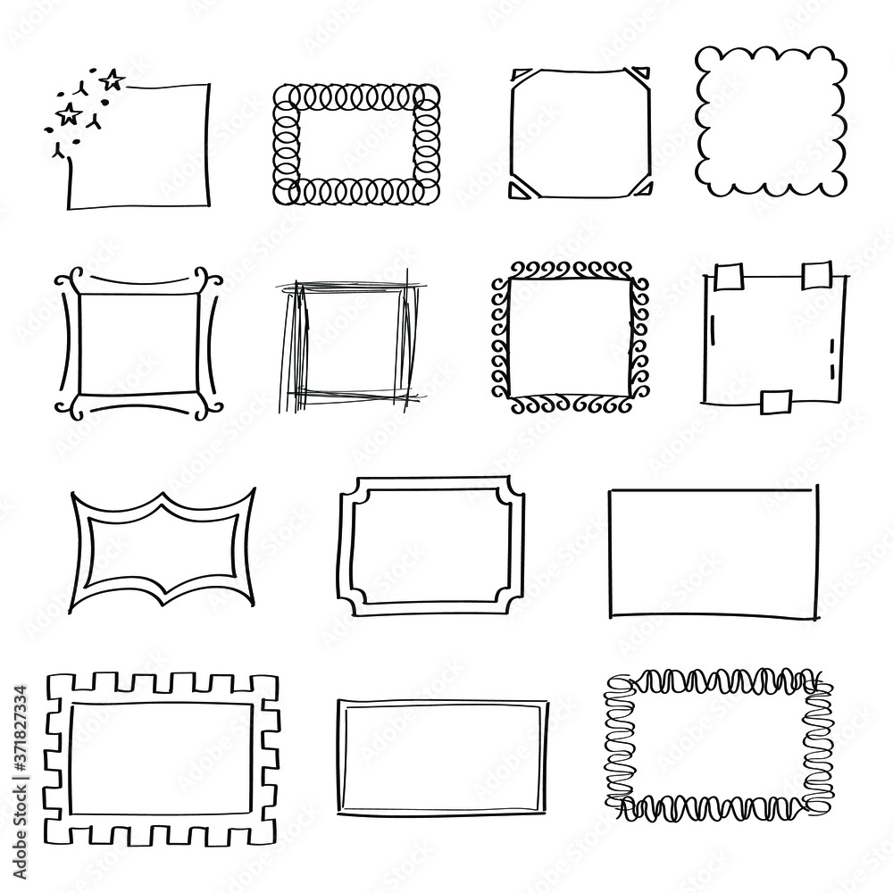 Set Doodle Frame And Border Elements Hand Drawn Collection Different Shapes Sketch Vector Design Style On White Background Illustration Isolated For Banner Set Doodle Frame And Border Elements Hand Drawn Collection Different Shapes Sketch Vector Design Style On White Background Illustration Isolated For Banner