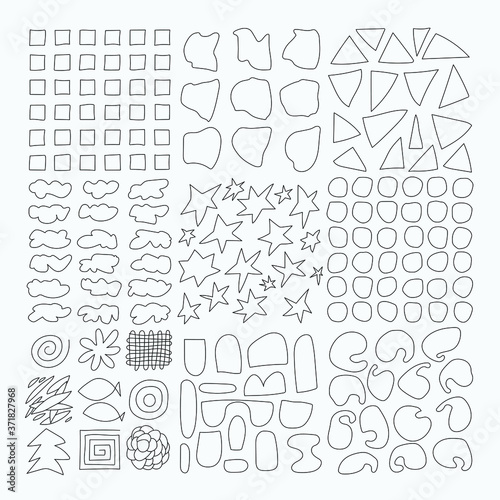 Photography Vector hand drawn various figurative shapes