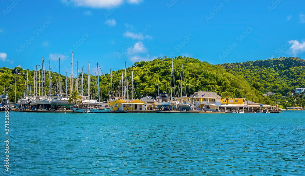 A view across the English Harbour from Nelson's Dockyard in Antigua