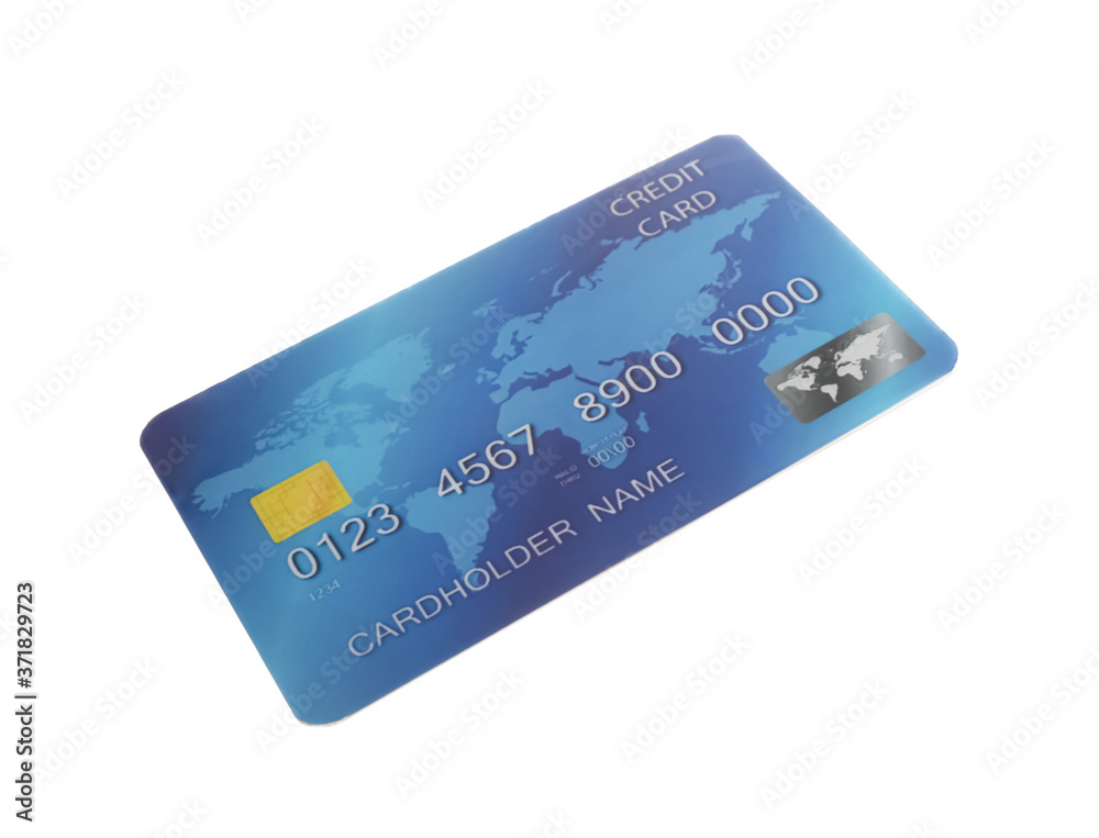 Blue plastic credit card isolated on white Blue plastic credit card isolated on white
