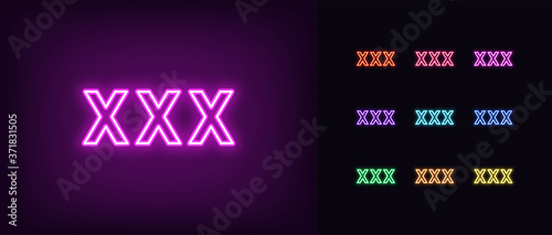 Neon XXX icon. Glowing neon XXX sign, adult content
