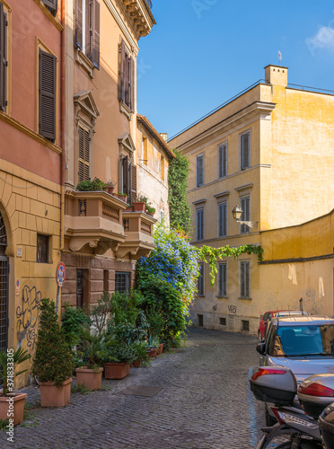 The picturesque Rione Trastevere on a summer morning  in Rome  Italy.