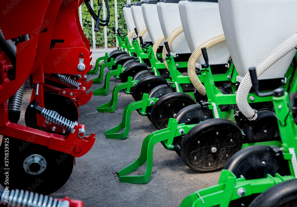 Fototapeta premium Modern agricultural machinery and equipment. Industrial details.