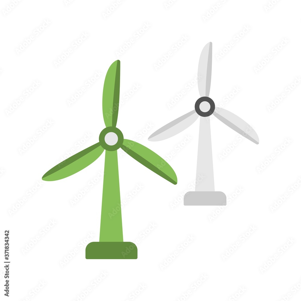 Eco green energy windmills - vector icon in flat design style. Wind turbines symbol. Eco green energy windmills - vector icon in flat design style. Wind turbines symbol.