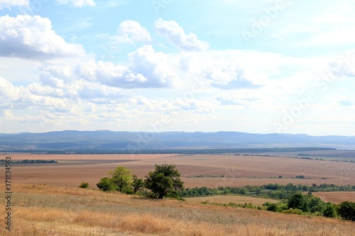 View from the height of the plain in the vicinity of the village of Avren  Bulgaria 