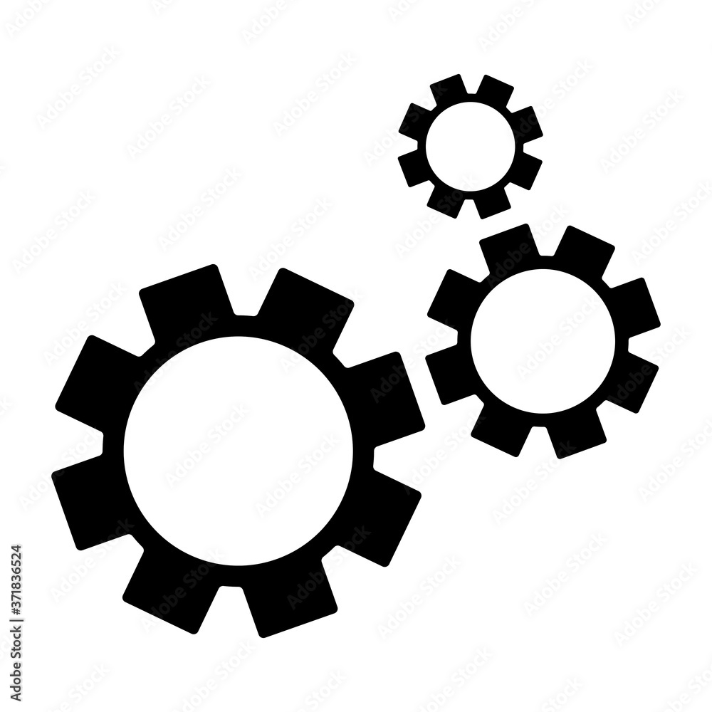 Settings vector icon. Black illustration isolated on white background for graphic and web design.