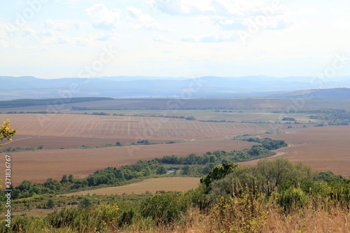 Aerial view of agricultural fields in the vicinity of the village of Avren (Bulgaria) photo