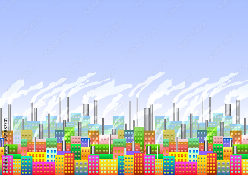 varicoloured city with the factory seamless