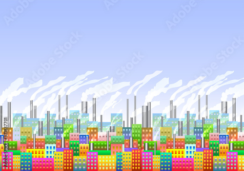 varicoloured city with the factory seamless