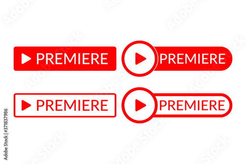 Red premier buttons on a white background. Vector illustration.