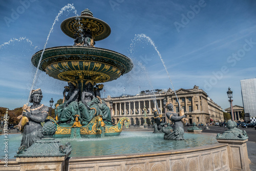 Beautiful Fountain in Place de la Concorde in Paris