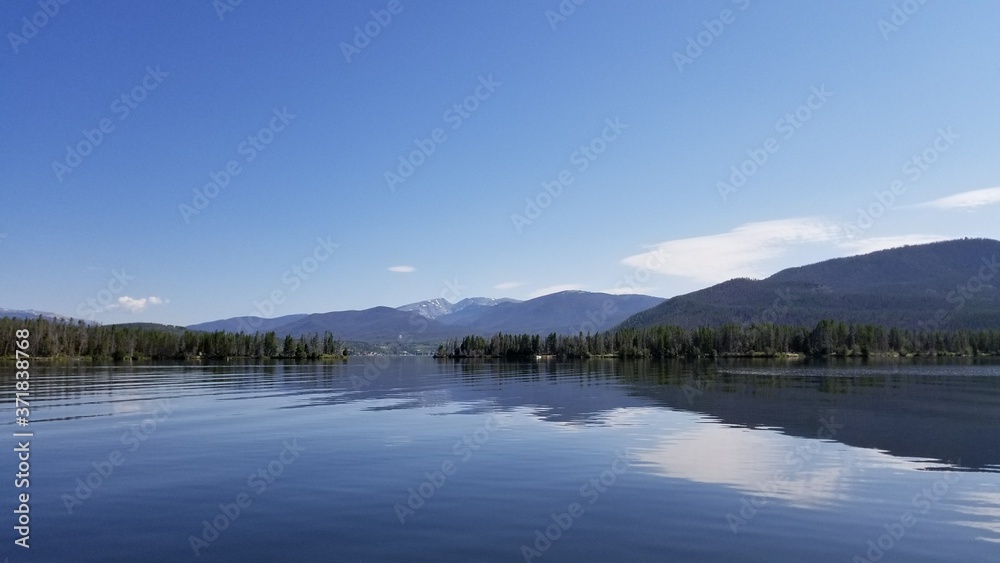A calm lake in the Rocky Mountains