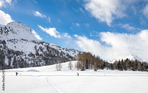 Perfect day for cross country ski in the sunny Swiss alps