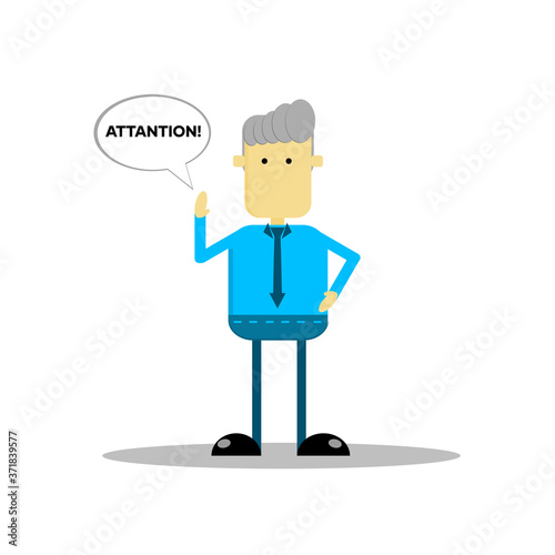 Cartoon character illustration of a businessman, with an attentive expression, suitable for business and office work infographics