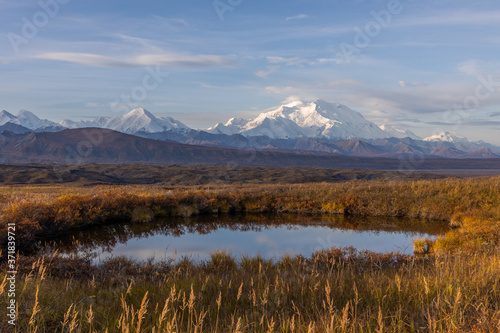 Autumn Reflection Landscape in Denali National Park Alaska