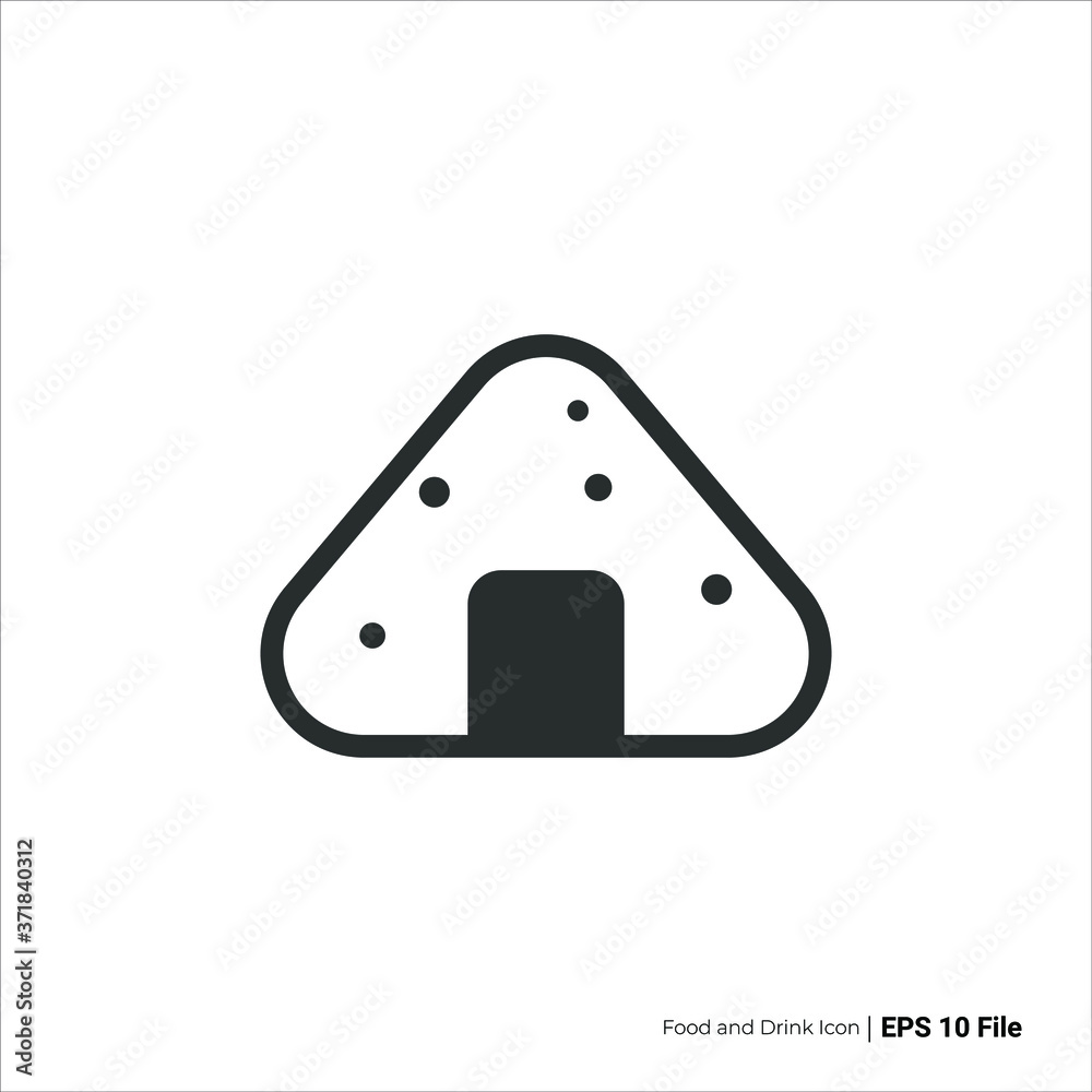 onigiri icon outline. traditional food onigiri vector design. isolated on white background onigiri icon outline. traditional food onigiri vector design. isolated on white background