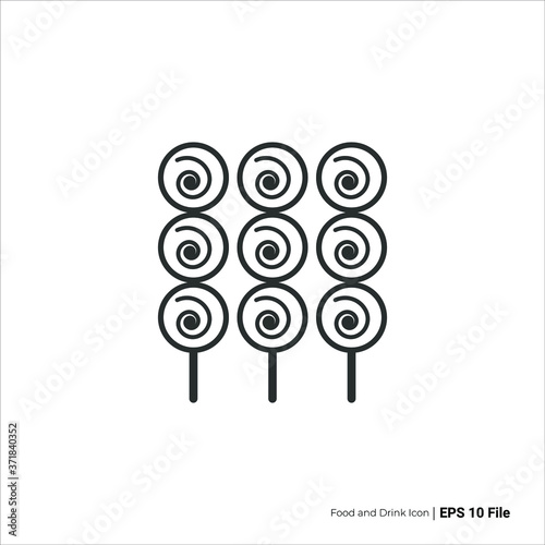 dango icon outline. japan traditional food dango vector design. isolated on white background