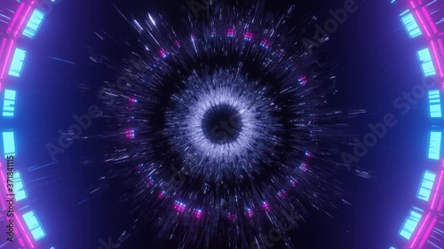 Rotating Light Tunnel in Dark Space 4k uhd 3d rendering vj loop photo
