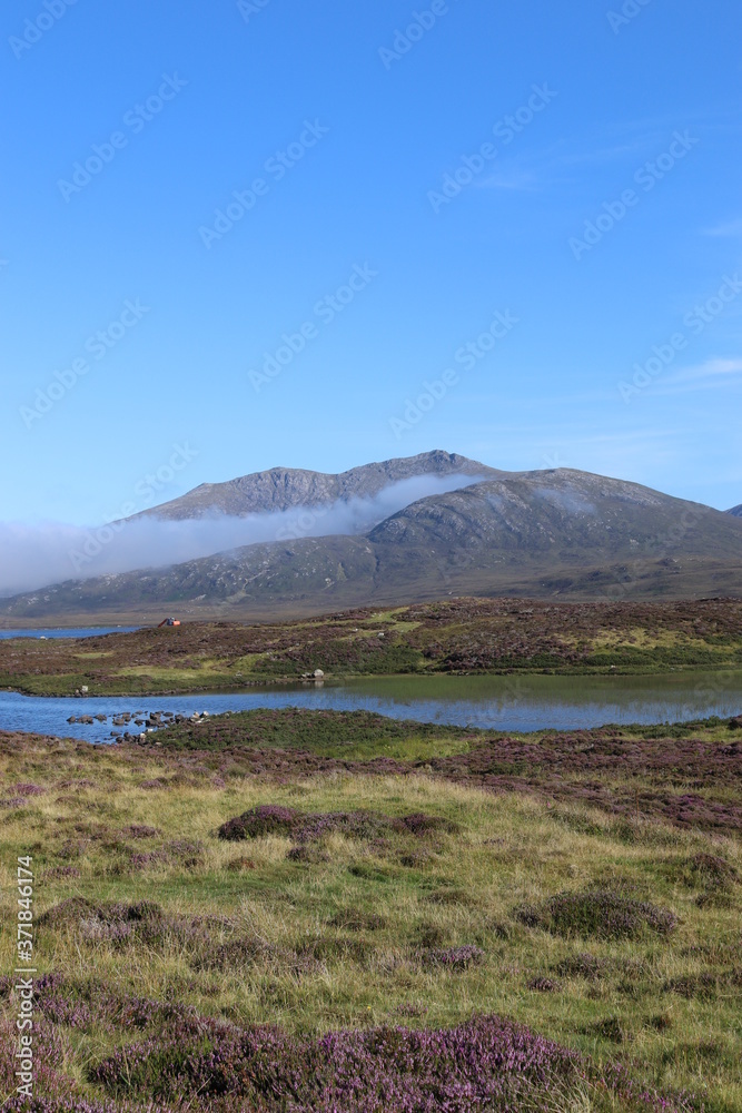 mountain landscape with blue sky ,south uist, outer hebrides