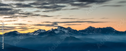 Beautiful sunrise over the austrian alps