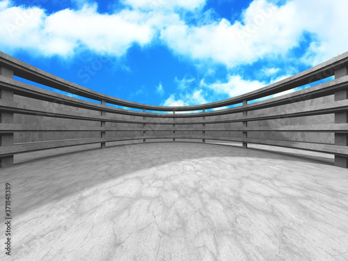 Abstract empty gray concrete interior background. 3d render