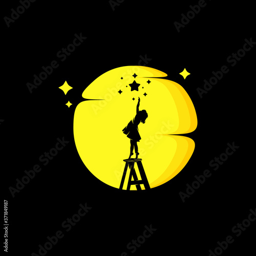 A little girl aim for the stars logo