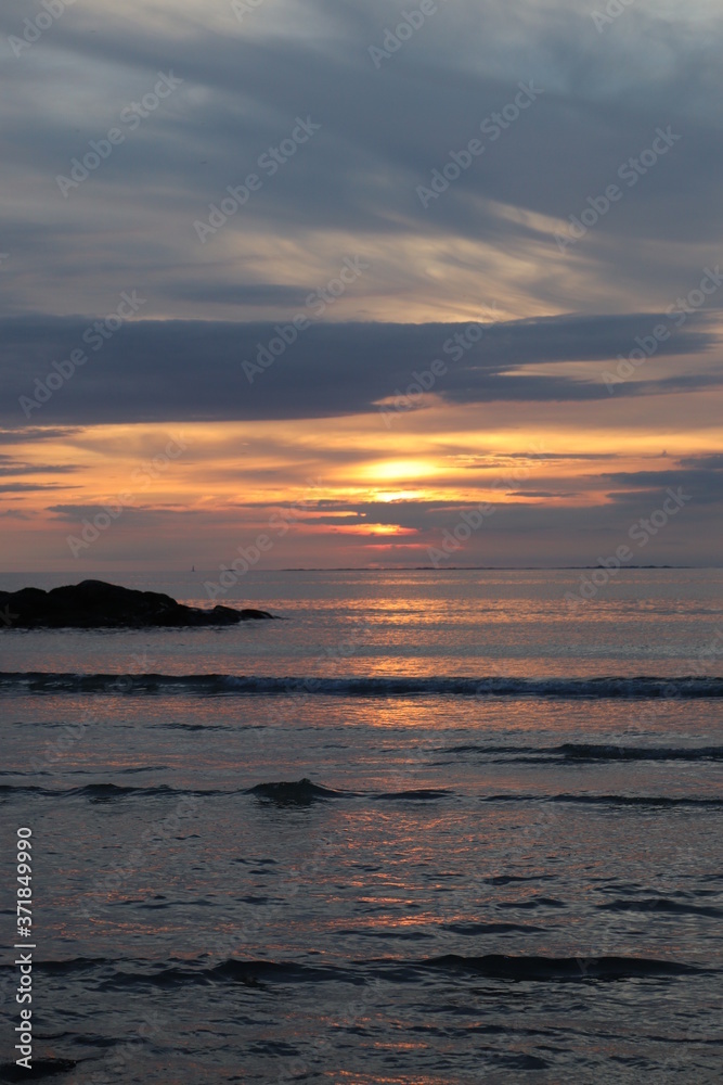 sunset over the sea, outer hebrides, scotland