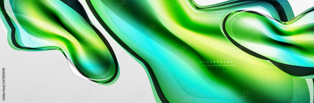 Vector abstract background, flowing liquid style bubble with metallic, color quicksilver chrome texture and color glow effects Vector abstract background, flowing liquid style bubble with metallic, color quicksilver chrome texture and color glow effects
