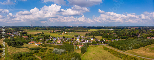 Quadro em tela Aerial high angle of De Pinte aerea, agricultural village near Ghent, Belgium