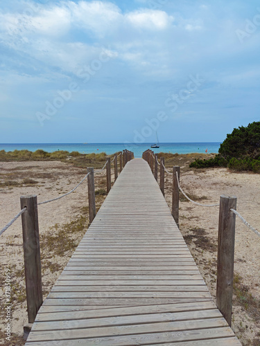 Boardwalk at Son Bou beach, Menorca, Spain