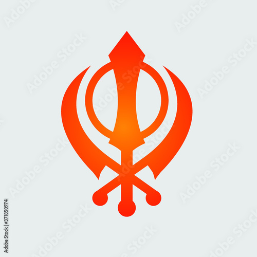 Khanda sikh vector graphic orange art, guru nanak jayanti vector graphic design.