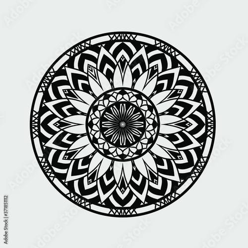 mandala graphic beautiful pattern design like flower  trendy black art mandala unique tattoo design.