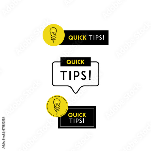 Quick tips label design set collection for element design information
