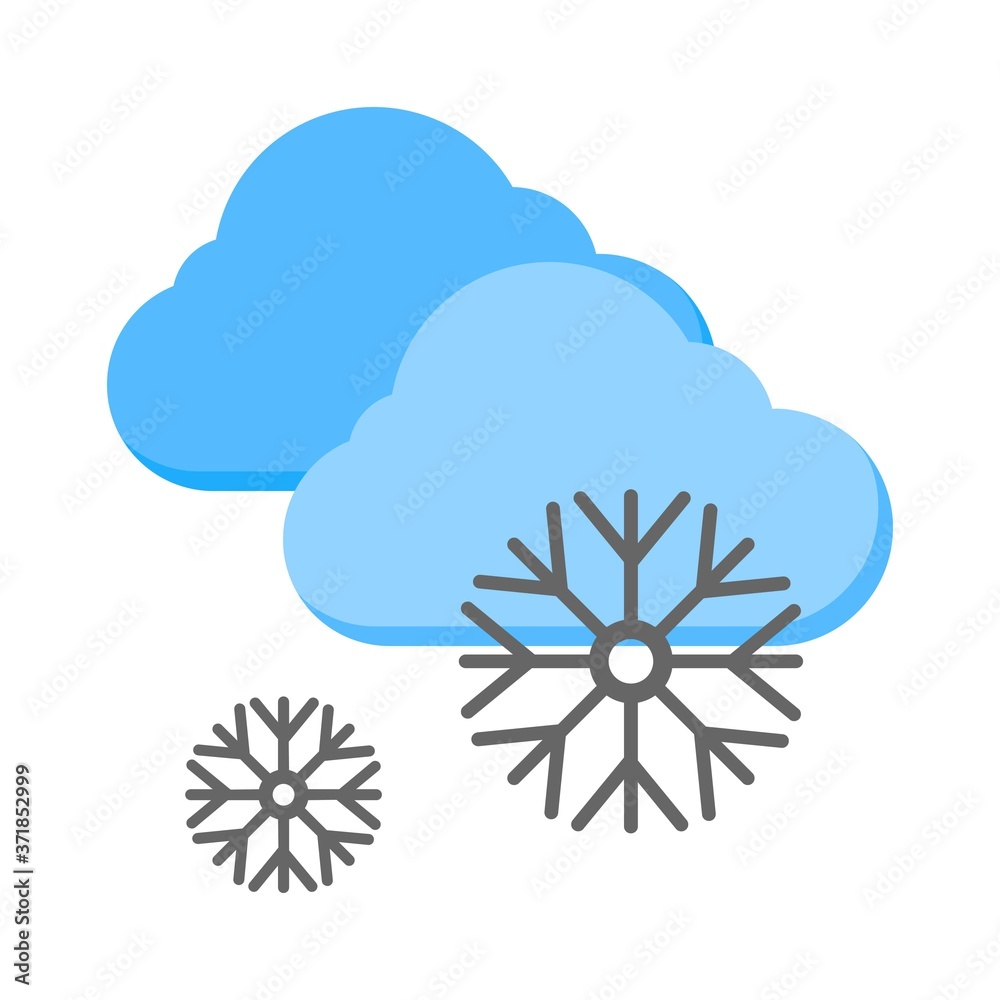 Vector illustration of cool weather icon - cloud with snow in the sky. Vector illustration of cool weather icon - cloud with snow in the sky.