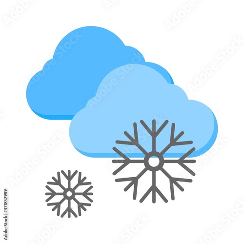 Vector illustration of cool weather icon - cloud with snow in the sky.