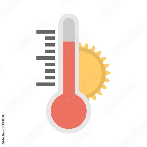 The thermometer icon. High temperature symbol. Flat vector illustration