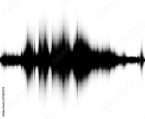 Abstract black dotted sound wave.