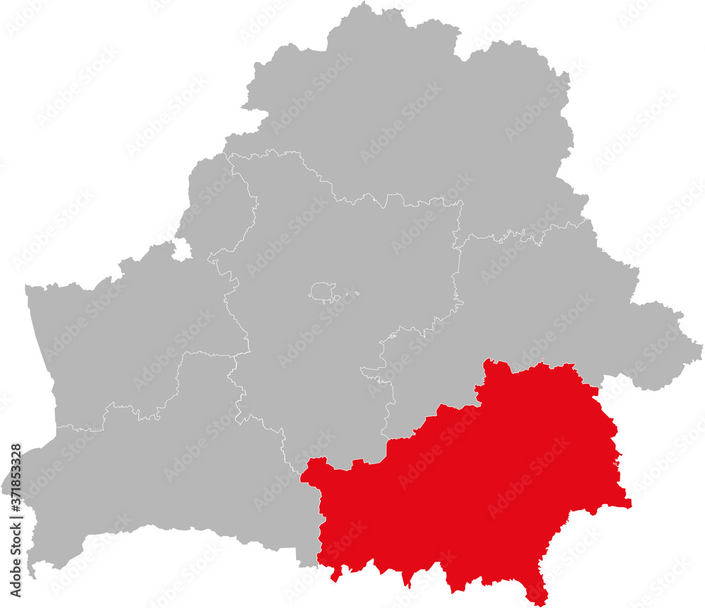 Fototapeta premium Homyel Province isolated on Belarus map. Backgrounds and Wallpapers.