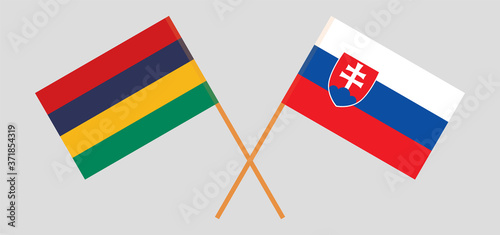 Canvas Print Crossed flags of Mauritius and Slovakia