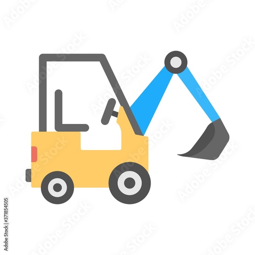 Excavator icon - vector illustration. Digger, construction heavy machinery sign.