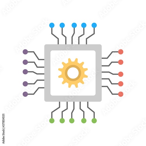 Integrated circuits microprocessor icon - vector illustration. Microchip sign.